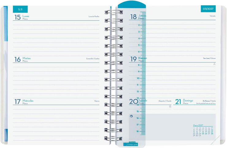 Agenda Professor Personal | 1/4 Setmana Vista, Castell&agrave; (2026-2027) &ndash; Blau
