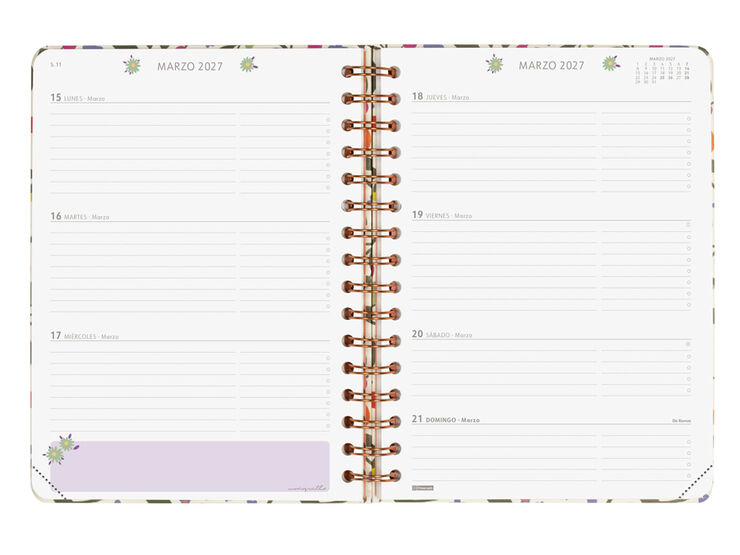 Agenda Finocam Moniquilla Semana Vista Horizontal 2027 Castellano Verde