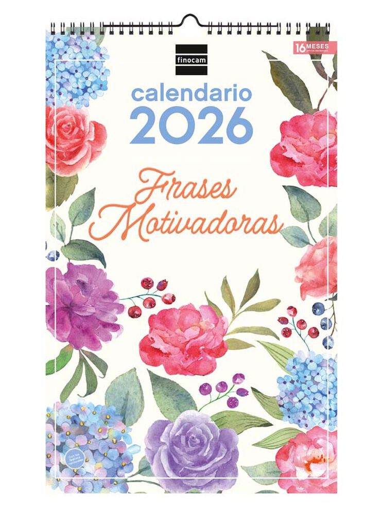 Calendario pared Finocam espiral 25x40 Frases motivadoras 2026 castellano