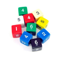 Dau 6 cares de colors 10 unitats