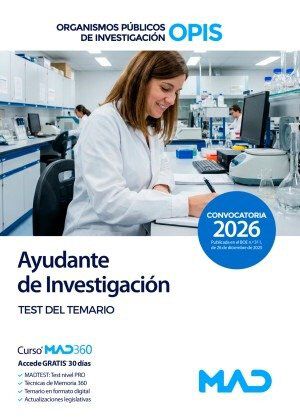 Ayudante de Investigaci&oacute;n de los Organismos P&uacute;blicos de Investigaci&oacute;n. Test Materias Comunes