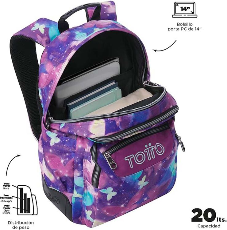 Mochila Totto Rayol glitter Star Butterfly