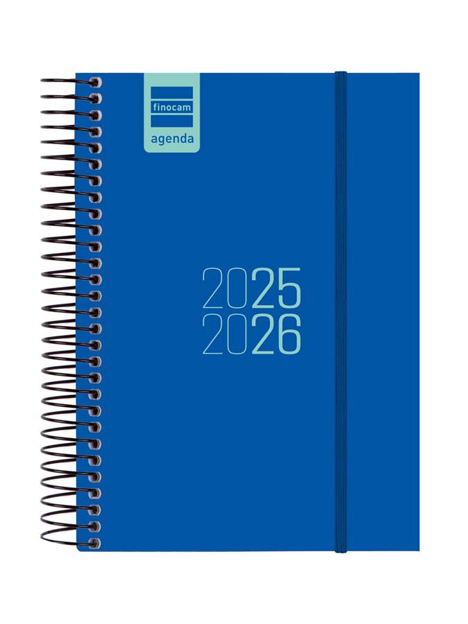 Agenda Finocam escolar espiral E8 d&iacute;a/p&aacute;g cat 2025-26 azul