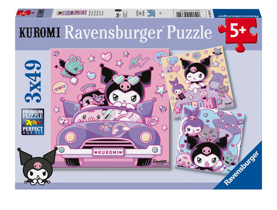 Puzle 3 x 49 peces Kuromi