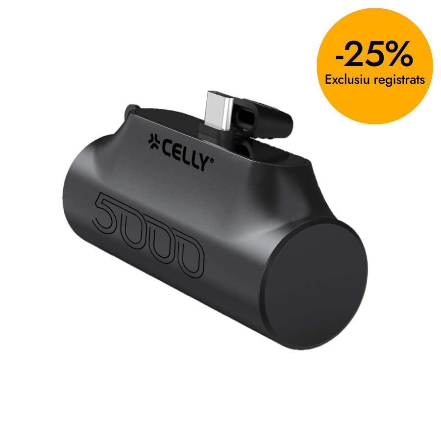 Powerbank USB-C 5000mAh Celly negro