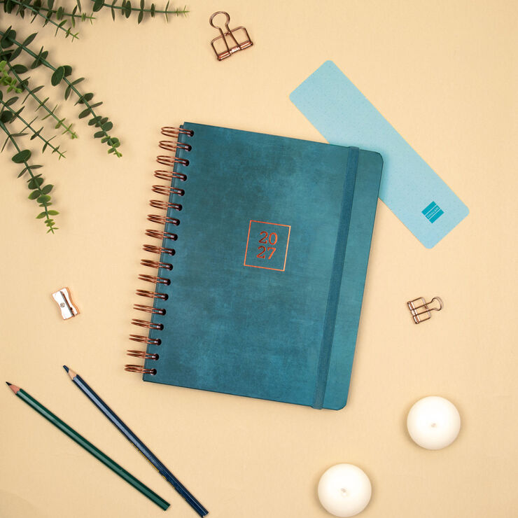 Agenda Finocam Optimal Semana Vista Horizontal 2027 Multiling&uuml;e Azul