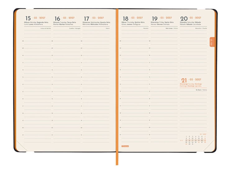 Agenda Finocam Flex Llisa Semana Vista Horizontal 2027 Catal&aacute;n Azul