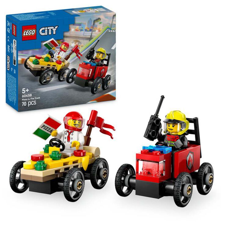 LEGO® LEGO City Pack de Coches de Carreras: Pizza vs. Camión de Bomberos 60458