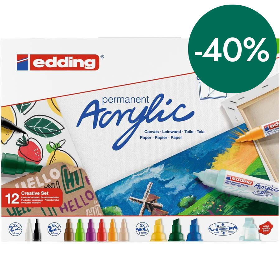 Marcador Acr&iacute;lic Edding 12 Colors + Bloc A4