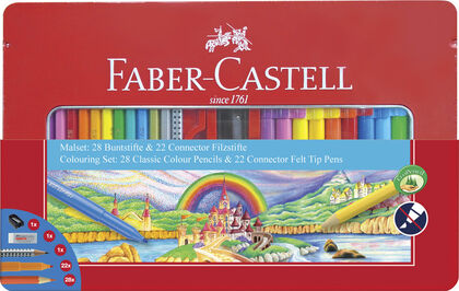 Estoig Metall Faber-C 28 colors i 22 retoladors