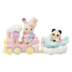 Cr&egrave;me Chocolate en tren y Erin Panda en avi&oacute;n - Sylvanian Families