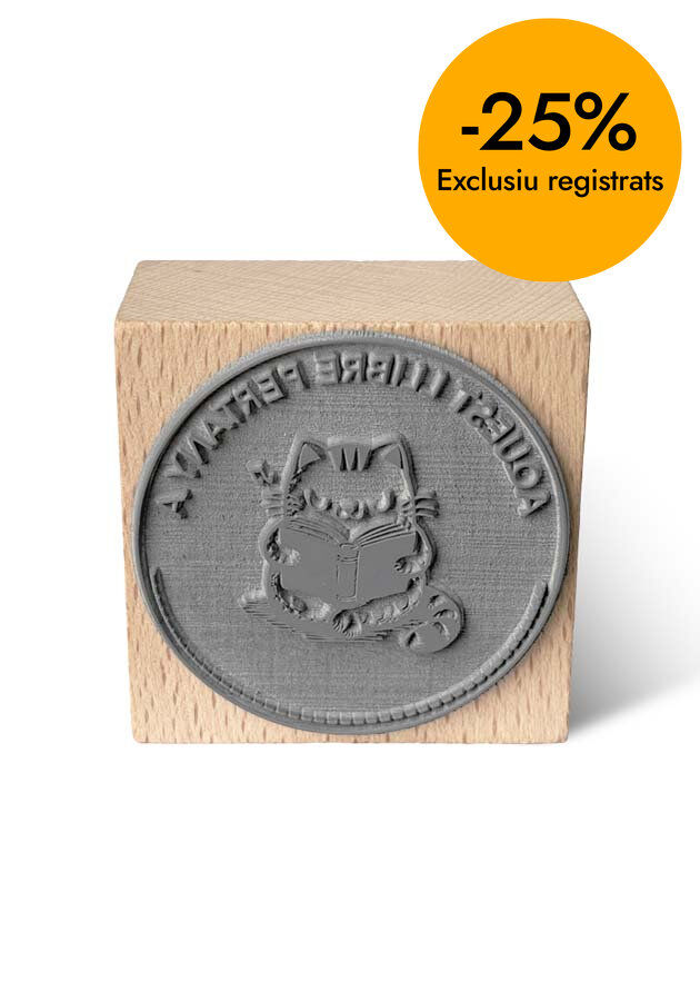 Segell Exlibris fusta Gat 6x6cm