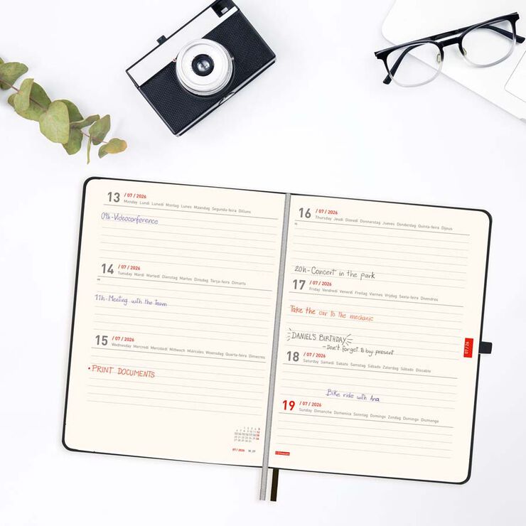 Agenda Finocam 18 meses M5 sem/vista mult 2025-26 negro