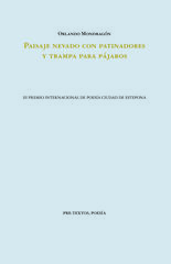 Paisaje nevado con patinadores y trampa para pájaros