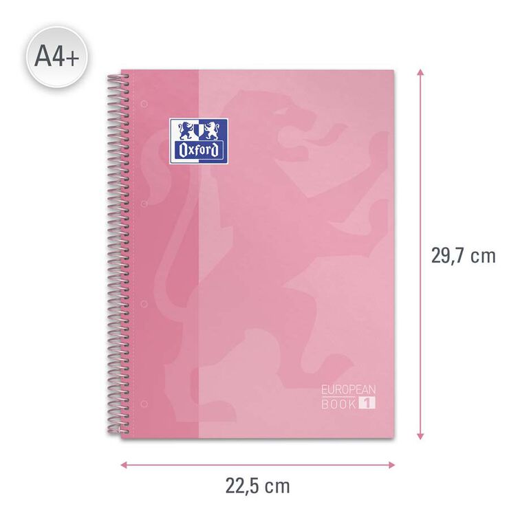 Notebook Oxford EuropeanBook 1 A4 80 fulls 5x5 rosa xiclet