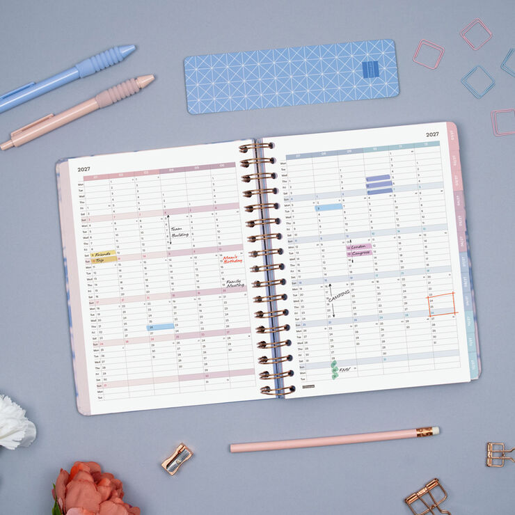 Agenda Finocam Optimal Semana Vista Horizontal 2027 Multiling&uuml;e Gris