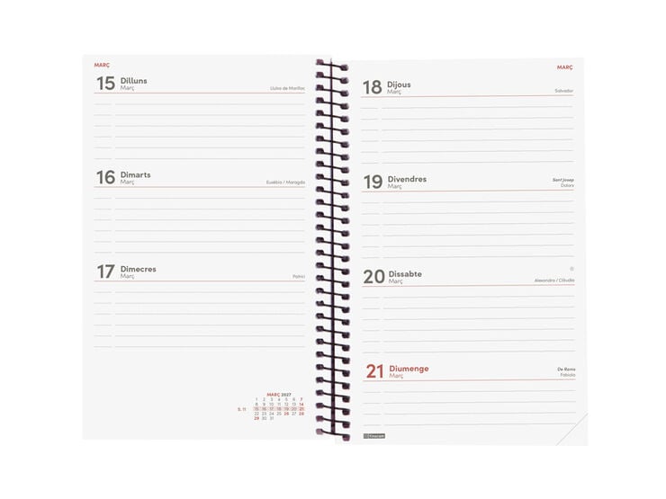 Agenda Finocam Opaque Semana Vista Horizontal 2027 Catal&aacute;n Negro