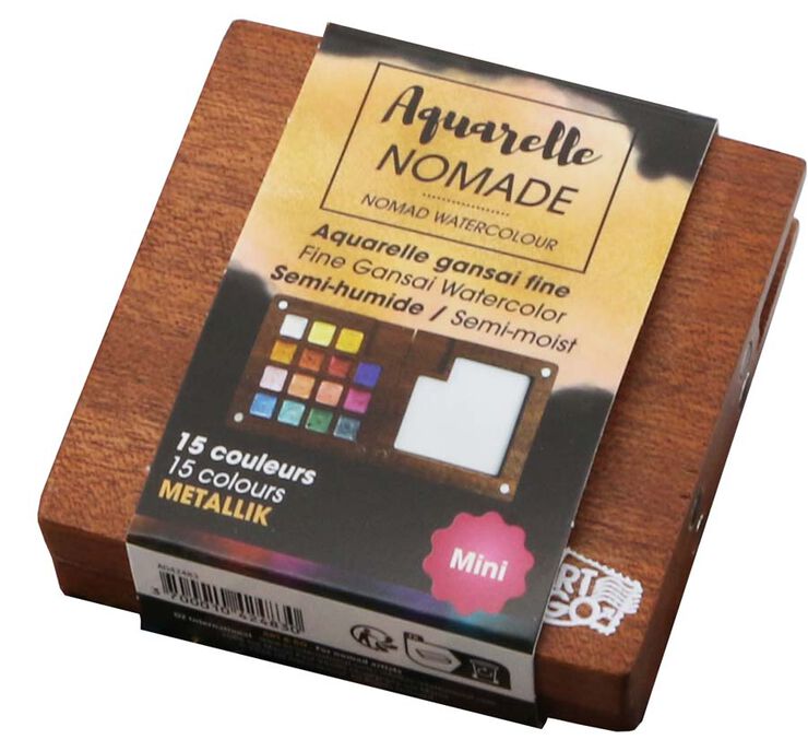 Mini Paleta Acuarela Nomad 15 colores metallik