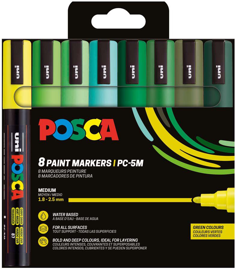 Rotuladores Posca PC-5M 1,8-2,5mm Tonos verdes
