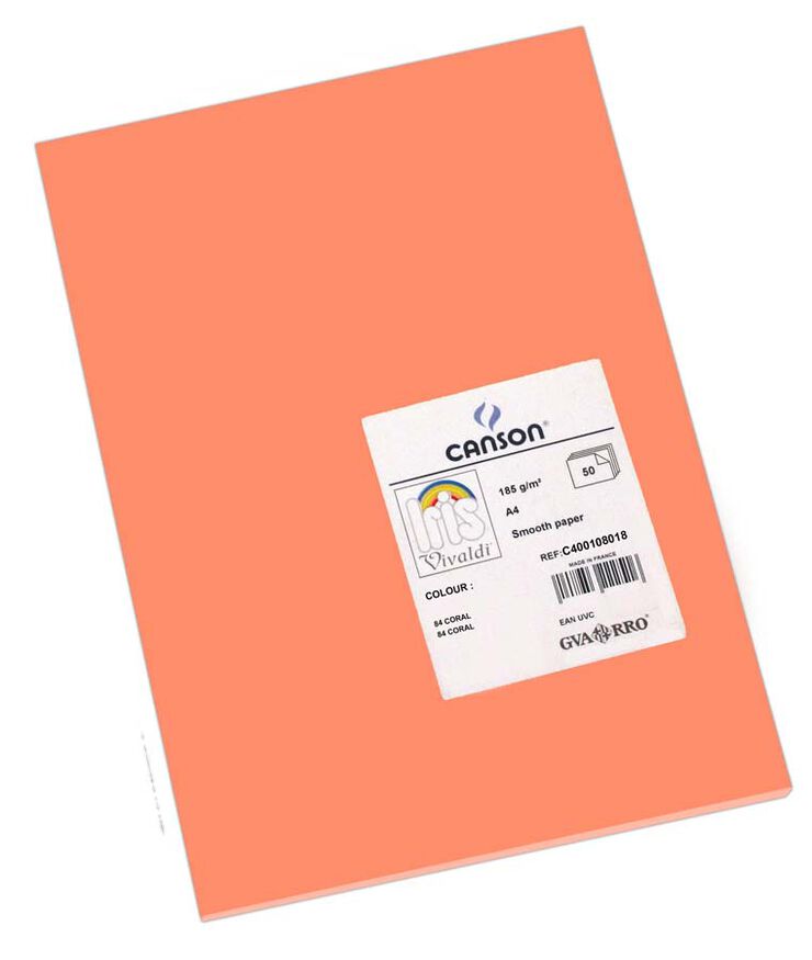 Cartulina Canson IRIS A4 185g Coral 50 hojas