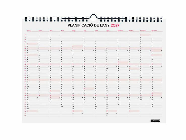 Calendario Pared Finocam 16M 34x24cm Catal&aacute;n 2026-27