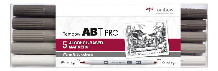 Rotulador Tombow Abt Pro Dual Brush grises cálidos 5 colores