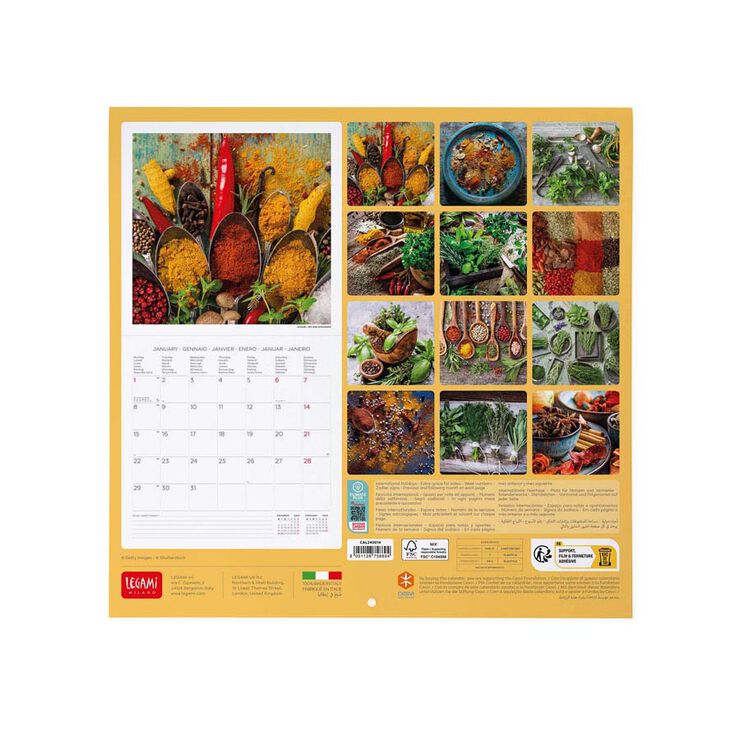 Calendario pared Legami 30X29 2024 Herbs&Spices