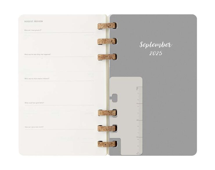 Agenda escolar espiral moleske tapa blanda sem/vista L 2025-26 negro