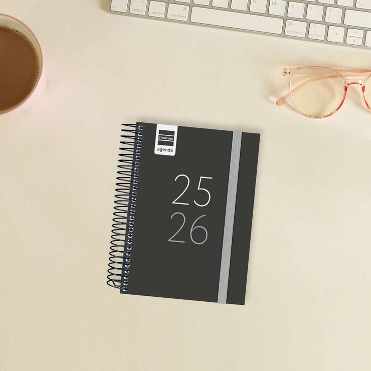 Agenda Finocam escolar Secundaria 1/8 sem/vista cas 2025-26 negro