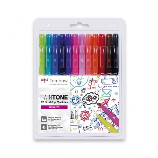 Retoladors Tombow TwinTone Brillants 12 colors