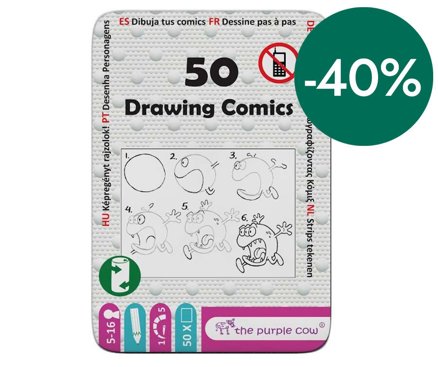 Juego de Viaje en Lata con 50 Retos - Dibuja C&oacute;mics Paso a Paso