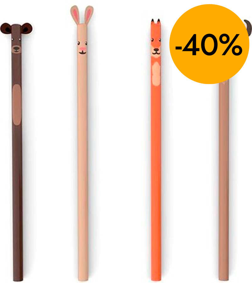 Set de llapis Kikkerland Animals del bosc 4u