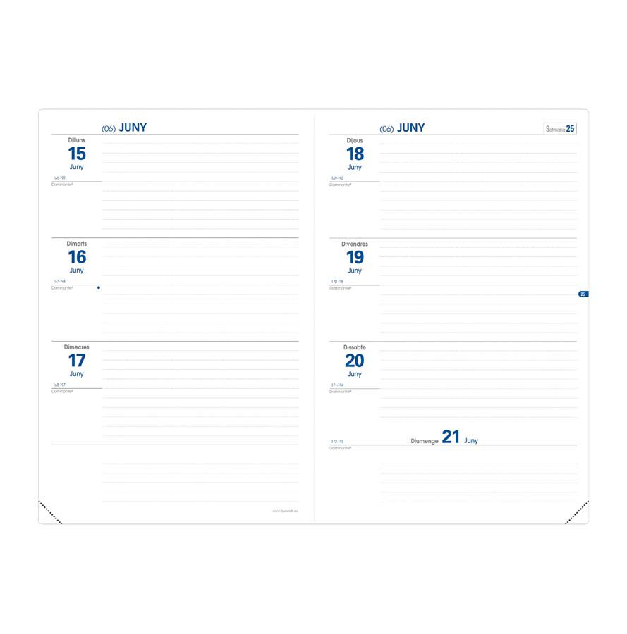 Recambio Agenda Toscana/Club A5+ sem/vista catal&aacute;n 2025-26