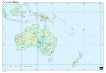 Mapa mudo f&iacute;sico Ocean&iacute;a (Color) - Pack 50 uds