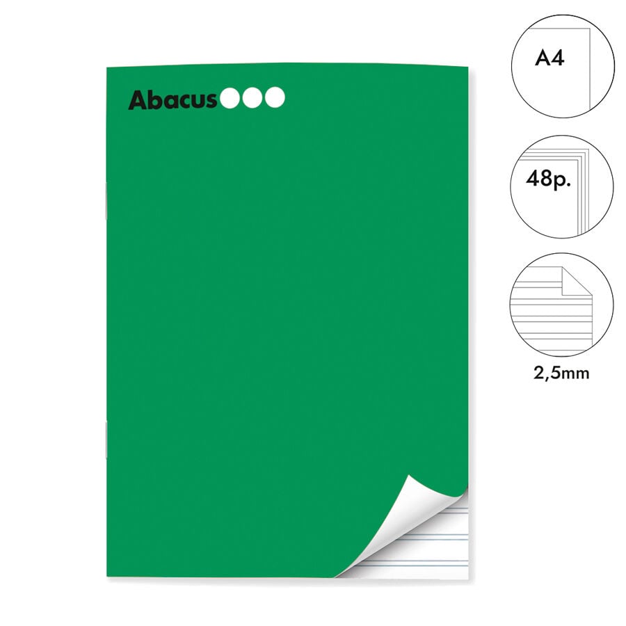 Libreta grapada Abacus A4 48 hojas pauta 2,5mm verde