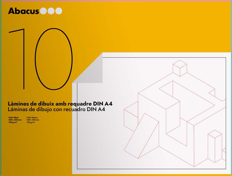 L&aacute;minas de dibujo con recuadro A4+ Abacus 10 hojas