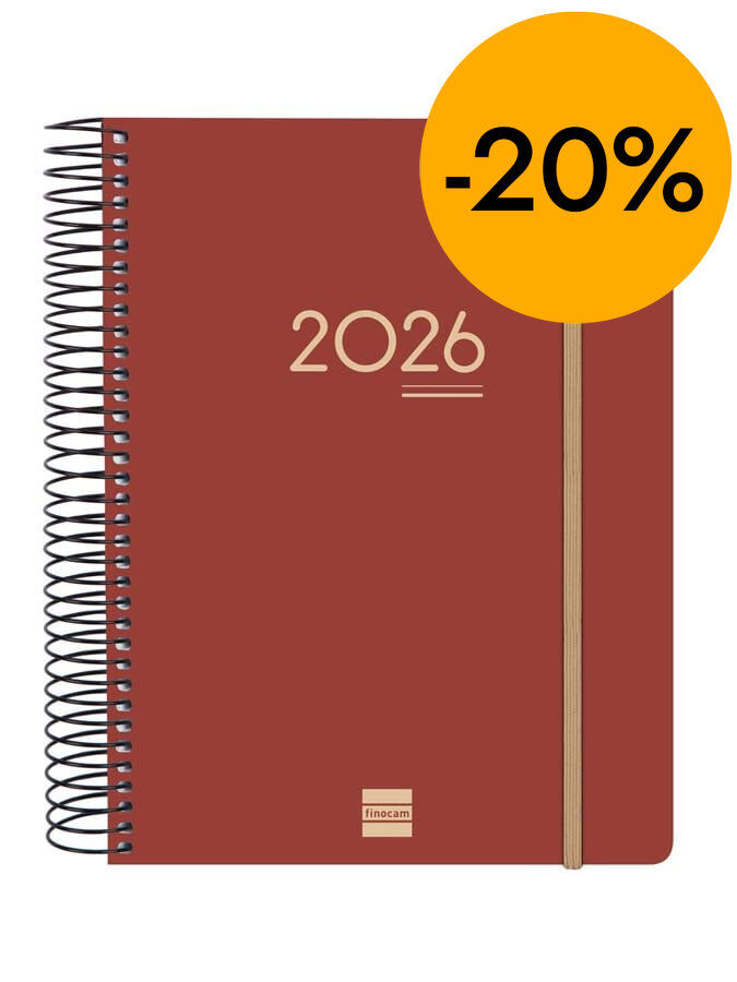 Agenda Finocam 16 meses Ikon E10 d&iacute;a/p&aacute;g mult 2025-26 burdeus