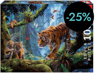 Puzle 1000 piezas tigres en el arbol