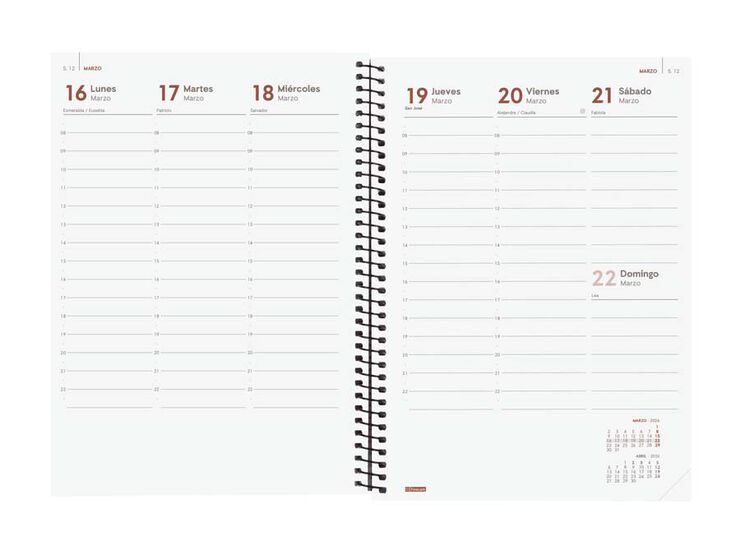Agenda Finocam Opaque E10 sem/vista vertical cas 2026 negro