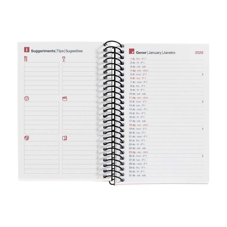 Agenda Espiral Miquelrius Caddy setm/vista catal&agrave; 2026 City negre