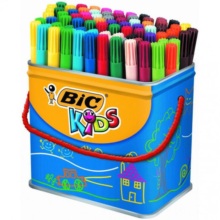 Retolador Bic Kids Visa - caixa de metall amb 84 colors