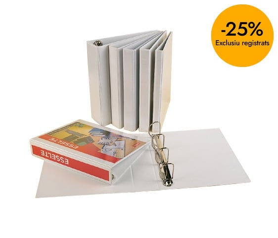 Carpeta cangur Esselte Plus A4 4 anelles 25mm blanc