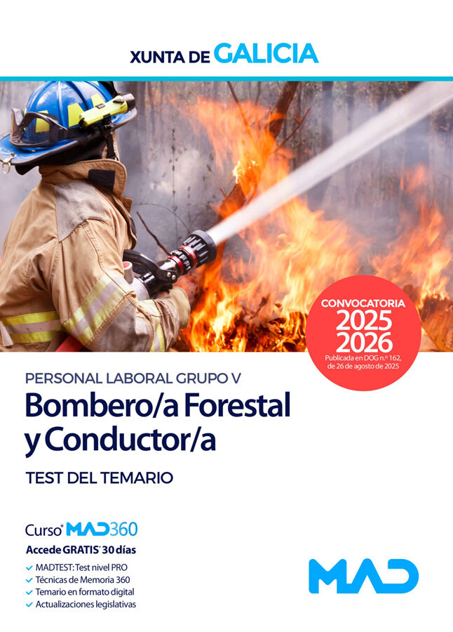 Bombero/a Forestal y Conductor/a.&nbsp;Grupo V. Personal laboral de la Xunta de Galicia, (categor&iacute;as 14 y 14A). Test del temario