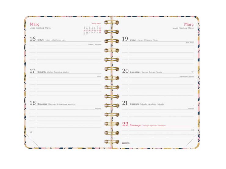 Agenda Finocam You E5 sem/vista horizontal cat 2026 Hojas