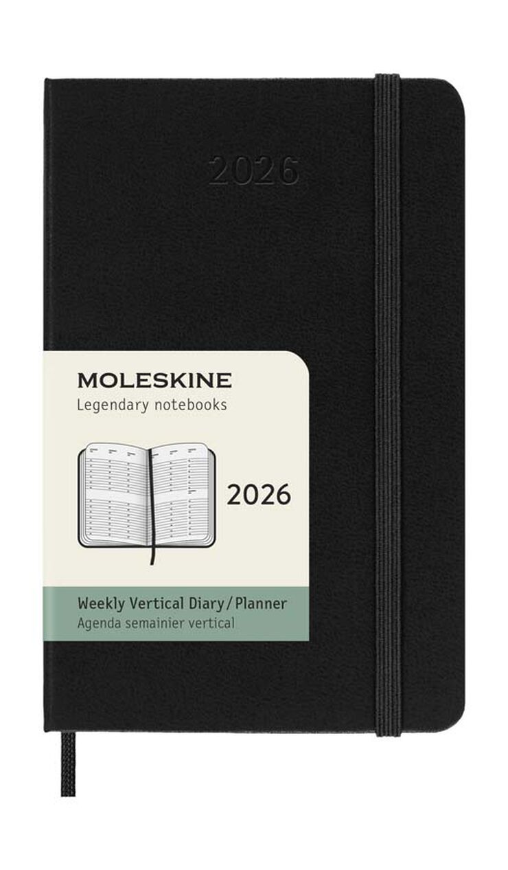 Agenda Moleskine 12 meses sem/vista 2026 tapa dura Pocket negro