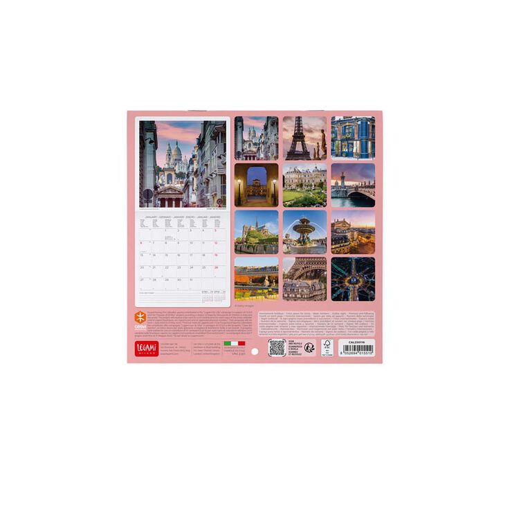 Calendario Pared Legami m/vista 2025 Paris