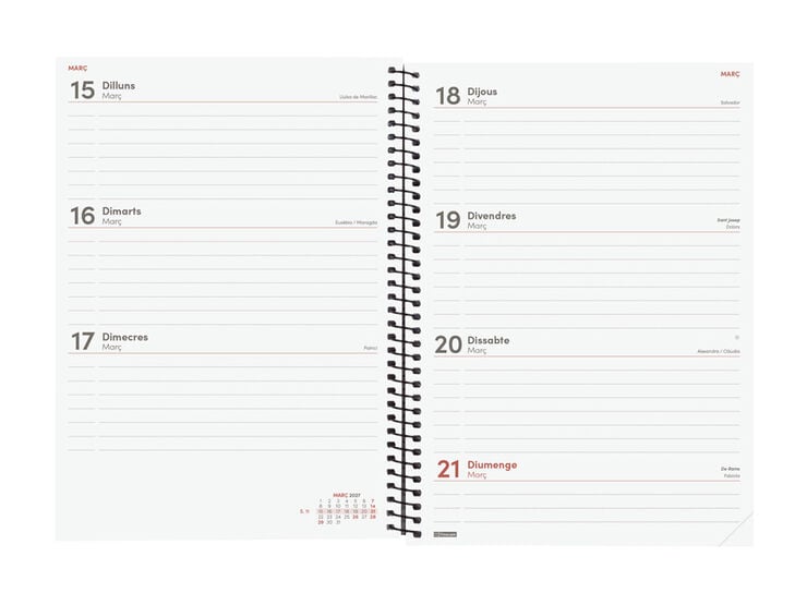 Agenda Finocam Opaque Semana Vista Horizontal 2027 Catal&aacute;n Negro