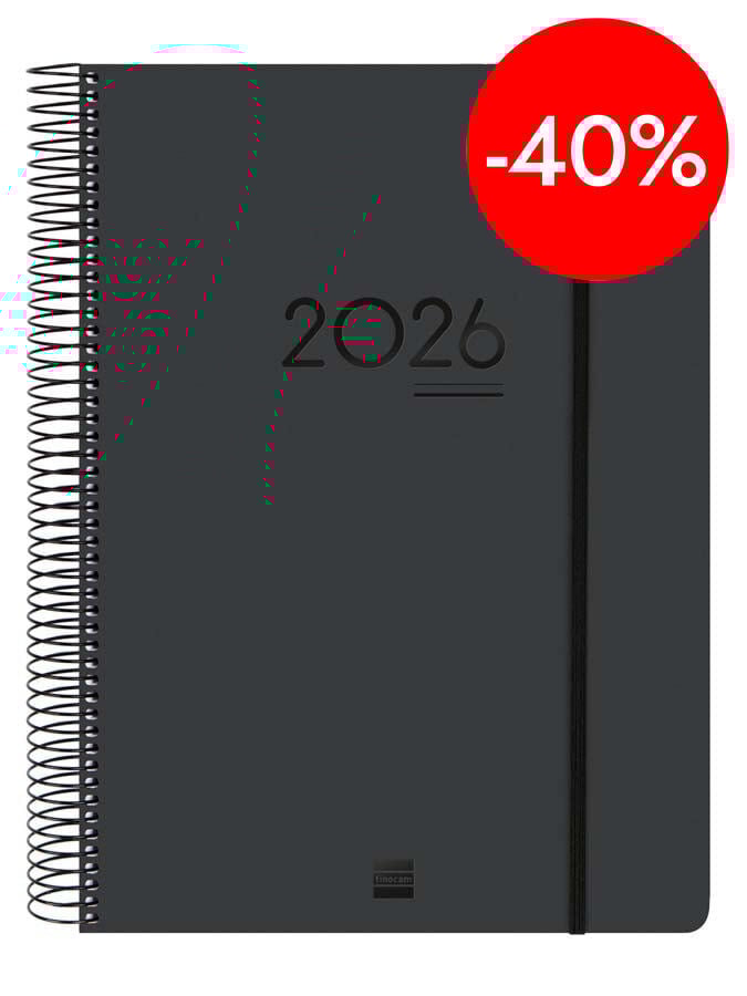 Agenda Finocam 16 mesos Ikon E40 dia/p&agrave;g mult 2025-26 negre