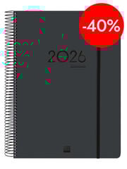 Agenda Finocam 16 mesos Ikon E40 dia/p&agrave;g mult 2025-26 negre