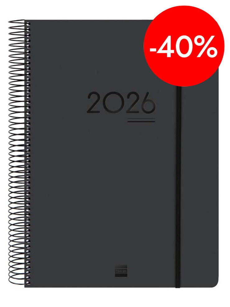 Agenda Finocam 16 mesos Ikon E40 dia/p&agrave;g mult 2025-26 negre